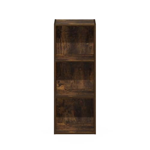 Furinno LUDER Book Shelf, 3-Cube Bookshelf, Bookcase with Open Shelves, 9.3 x 12 x 31.5, Easy Assembly, for Living Room, Bedroom, Home Office, Amber Pine - color: Amber Pine, size: 3-Tier Cube