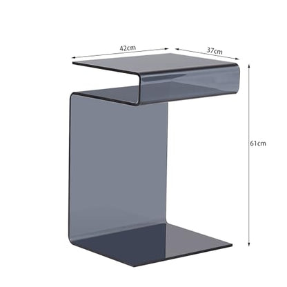 Glass Nightstand,Side Table,S-Shaped End Table for Living Room,Bedside Table for Bedroom (Grey) - color: Grey