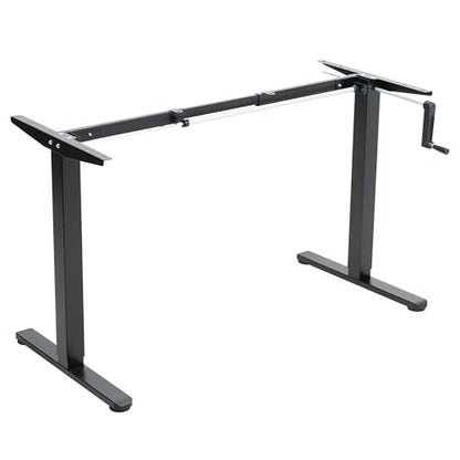VIVO Compact Hand Crank Stand Up Desk Frame, Black, DESK-M051MB | For 37 to 77 inch Table Tops, Height Adjustable, Ergonomic Standing Desk Legs, Foldable Handle - color: Black