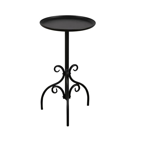 Round Side Table, Small Metal Drink Table for Small Spaces, Modern Martini Table for Living Room, Bedroom, Corners, and Office (Black) - color: Black