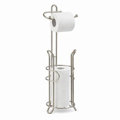 SunnyPoint Bathroom Toilet Tissue Paper Roll Storage Holder Stand with Reserve, The Reserve Area Has Enough Space to Store Mega Rolls (SN) - color: Satin Nickel