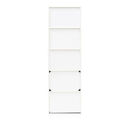 Furinno LUDER Book Shelf, 5-Tier Bookshelf, Bookcase with Open Shelves, 9.4 x 15.8 x 52, Easy Assembly, for Living Room, Bedroom, Home Office, White/Green - color: White/Green, size: 5-Tier