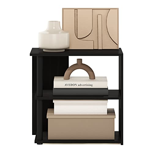 Furinno CAMNUS Side Table, 2-Tier Modern Metal Frame End Table with Open Shelf, Night Stand, Bedside Table, for Living Room, Bedroom, Solid White - color: Espresso/Black, size: 1-Pack, Plastic/Wooden Frame
