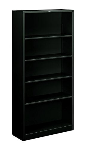 HON Metal Bookcase - Bookcase with Two Shelves, 34-1/2w x 12-5/8d x 72h, Black (S30ABCP) - color: Black, size: 5 Shelves