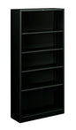 HON Metal Bookcase - Bookcase with Two Shelves, 34-1/2w x 12-5/8d x 72h, Black (S30ABCP) - color: Black, size: 5 Shelves