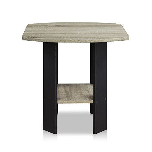 Furinno SIMPLE DESIGN Side Table, 2-Tier Modern End Table with Soft Edges, Open Shelves Night Stand, Bedside Table, for Living Room, Bedroom, French Oak - color: French Oak/Black, size: 1-Pack, 2 Tiers, Standard Leg