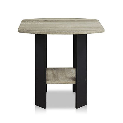 Furinno SIMPLE DESIGN Side Table, 2-Tier Modern End Table with Soft Edges, Open Shelves Night Stand, Bedside Table, for Living Room, Bedroom, French Oak - color: French Oak/Black, size: 1-Pack, 2 Tiers, Standard Leg