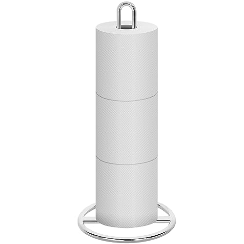 Toilet Paper Holder Stand, OBODING, Silver Freestanding Toilet Paper Holder for Storing 3 Rolls of Toilet Papers (Silver) - color: Silver