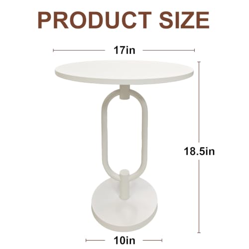 Lightdot White Round Side Table Modern End Table Stable Sofa Side Table with Heavy Duty Metal Base Integrated Accent Coffee Table Easy Assemble Nightstand for Living Room Bedroom Small Space - color: White-u