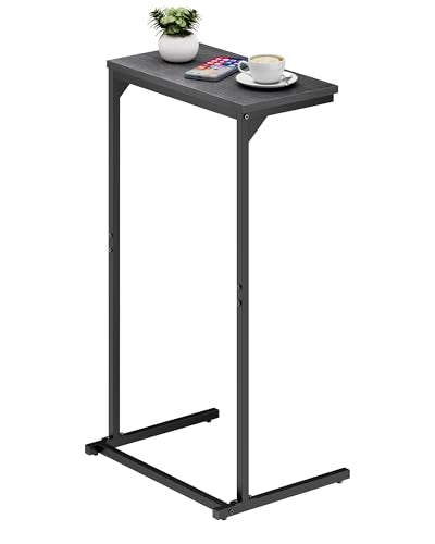 TUTOTAK C Shaped End Table, Tray Table, Small Side Table, 28.7 inch Tall Couch Table, Tv Tray, Sofa Table, Living Room, Bed Room, Black TB01BK071 - color: Black