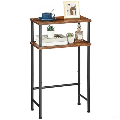HOOBRO Narrow Console Table for Small Space, 15.7" Entryway Table with Storage, Sofa Table with 2 Shelves, Skinny Console Table for Entryway, Hallway, Living Room, Rustic Brown and Black BF40XG01 - color: Rustic Brown + Black