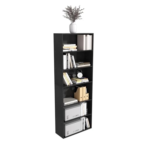Wooden 6 Tier Book Shelf, 6 Cube Storage Organizer,6 Tier Low Bookcase Storage Display Organizer, 64 Inch Versatile Cubes Shelf and Cubby Unit for Any Space (Black, 6 Cube-W(23.6inch) - color: Black, size: 6 Cube