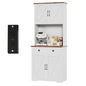 GarveeLife 71" Pantry Cabinet with Charging Station, Tall Kitchen Pantry Storage Cabinet with Microwave Stand, Large Farmhouse Kitchen Hutch with Cabinet Doors & Drawer for Living Room, Dining Room - color: White