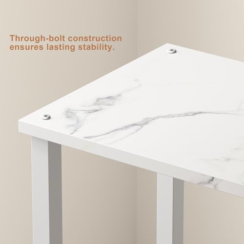 TUTOTAK End Table, Set of 2, Side Table, Nightstand, 2-Tier Storage Shelf, Sofa Table for Small Space, Living Room, Bed Room TB01BMW035 - color: Marble White