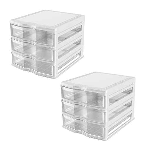 Life Story 3 Drawer Stackable Shelf Organizer Plastic Storage Drawers for Bathroom Storage, Make Up, Or Pantry Organization, White (2 Pack) - color: White, size: 2-Pack