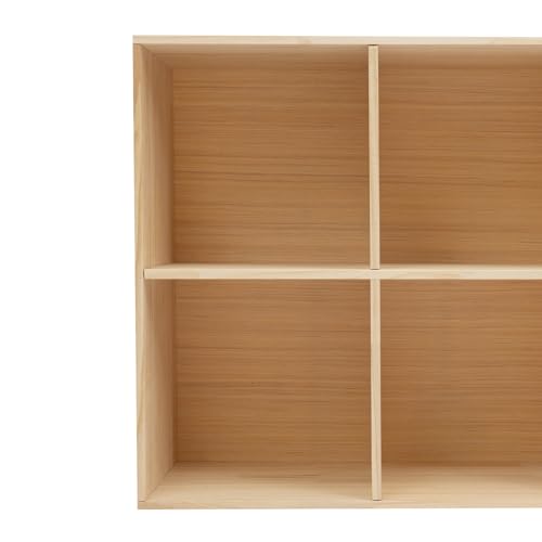 10 Cube Bookcase, 2-Tier Solid Wood Storage Organizer, Floor Standing Display Cabinet Bookshelf with Back Panels, Open Shelf for Bedroom, Living Room, Office 59"W X 11.8"D X 23.6"H (Wood)