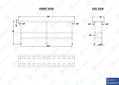 Stainless Steel Work Table with 2 Shelves | Metal Utility Table | Commercial & Residential NSF Utility (Stainless Steel Table with 2 Shelves, 84" Long x 18" Deep) - size: 84" Long x 18" Deep