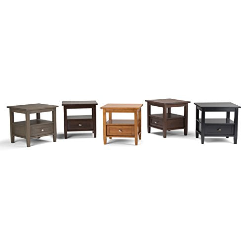 SIMPLIHOME Warm Shaker Solid Wood 20 inch Wide Rectangle Transitional End Side Table in Light Golden Brown for the Living Room and Bedroom - color: Light Golden Brown, size: 20 inch, style: End Table