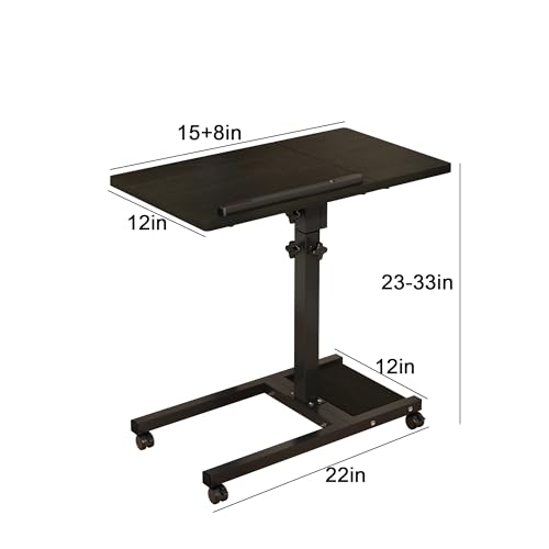 TigerDad Mobile Adjustable Height Laptop Stand PC Computer Portable Notebook Swivel Laptop Desk Rolling Table Desk Cart Tiltable with Wheels Casters& Mouse Pad Table (Dekuwood) - color: Dekuwood