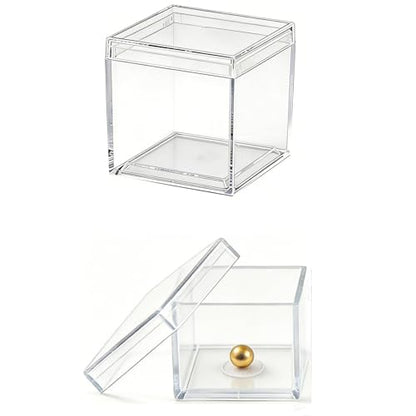 KissYou Small Acrylic Box with Lid Clear Candy Boxes Acrylic Square Cube 4 Pieces Display Case Transparent Jewelry Storage Box Party Decorative Boxes - size: 1.3 x 1.3 x 1.3 Inch