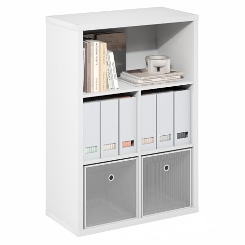Furinno Cubicle Book Shelf, 5-Cube Bookshelf, Extra Thick Frame Cube Storage Organizer Bookcase with Closed Back, 15.3 x 29.9 x 43.3, for Living Room, Bedroom, Home Office, White - color: White, size: 5-Cube, Thick Frame