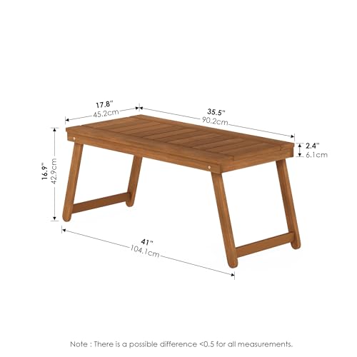 Furinno Tioman Outdoor Hardwood Coffee Folding Table, Natural - color: Natural, size: 17.8"D x 41"W x 16.9"H (folding)