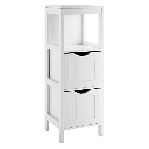 Giantex Bathroom Organizers and Storage Cabinet - Storage Organizer Rack Stand with 2 Removable Drawers, Anti-Toppling Device, Corner Unit, Narrow Toilet Paper Cabinet, Bathroom Floor Cabinet (White) - color: White