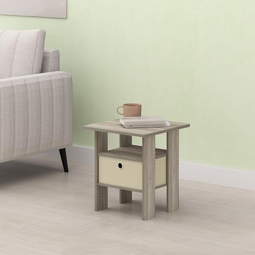 Ipoh End Table, Nightstand, Side Table with Bin Drawer for Small Spaces, Living Room, Bedroom, White Maple - color: White Maple/Ivory