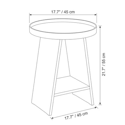 2-Tier Round End Table with 17.7 inch Tray Top, White | 2-Tier Side Table with Storage Shelf, Modern Farmhouse Industrial Wood Nightstand for Living Room, Bedroom, Small Spaces - color: White