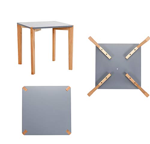BIRDROCK HOME End Table with Grey Top and Wooden Legs – Modern Minimalist Furniture - Natural Wood Legs – Lightweight Night Stand – Square Side Unique Decorative End Accent – Living Room Bedroom