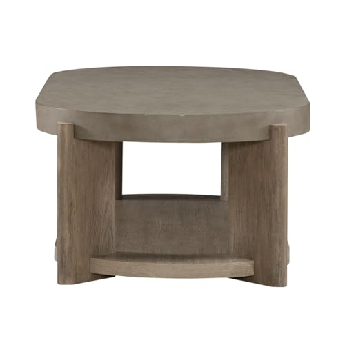 Liberty Furniture Affinity Oval Cocktail Table with Casters for Living Room - Dusty Taupe Faux Concrete Tops - size: Oval Cocktail Table