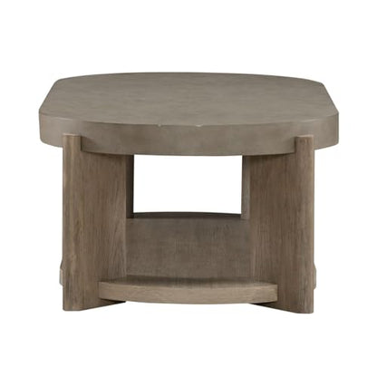 Liberty Furniture Affinity Oval Cocktail Table with Casters for Living Room - Dusty Taupe Faux Concrete Tops - size: Oval Cocktail Table
