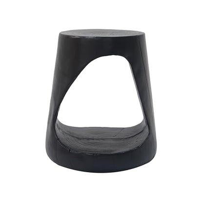 Merax Hollow MGO Accent Side Table, Unique Modern End Table with Wide Pedestal & Tabletop, Small Drink Tables for Living Room, Bedroom Night Stand Bedside Table, No Assembly Required, Black - color: Black