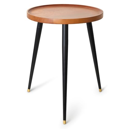 KINNARY Plant Stand Indoor, Mid Century Wood Plant Table Plant Holder with Raised Design,Heavy Duty Metal Tall Flower Pot Stand, Modern Home Decor Small Round Side End Table(11.8"x16") - color: Walnut 11.8"x16"（raised design）