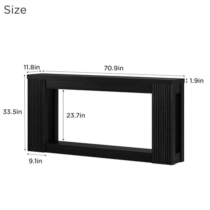 Maupvit Fluted Wooden Console Table with 2 Storage, 71 Inches Rectangular Entryway Table Behind The Couch, Farmhouse Boho Sofa Table for Entrance, Hallway, Living Room (Black) - color: Black