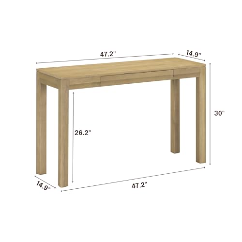 NTC Flow 47-Inch Console Table, Modern Solid Wood Entryway Table with Hidden Drawer, Waterproof & Heat Resistant, Narrow Table for Hallway, Living Room & Foyer, Sand - color: Sand, size: 47 Inch, style: Console