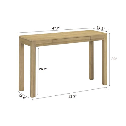 NTC Flow 47-Inch Console Table, Modern Solid Wood Entryway Table with Hidden Drawer, Waterproof & Heat Resistant, Narrow Table for Hallway, Living Room & Foyer, Sand - color: Sand, size: 47 Inch, style: Console