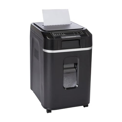 Amazon Basics 200-Sheet Auto Feed Cross-Cut Paper Shredder, High Security P-4, Anti-Jam, 8.5 Gallon Pullout Bin, Black - color: Black, size: 200 Sheet