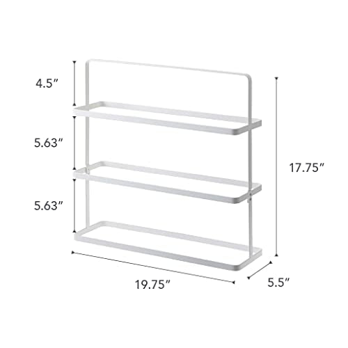 YAMAZAKI Home Tower Compact Modern Metal Shoe Rack - Short, 18" - Steel - Holds 6 To 9 Shoes - color: White, size: Wide, style: Modern