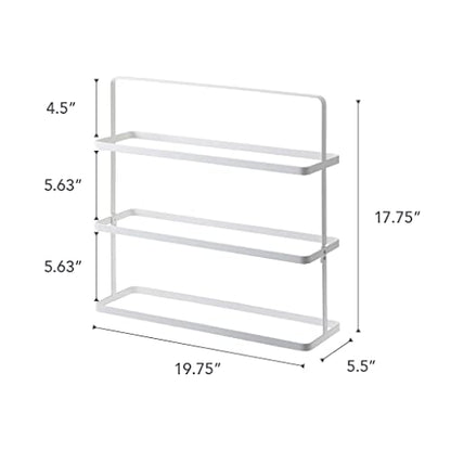 YAMAZAKI Home Tower Compact Modern Metal Shoe Rack - Short, 18" - Steel - Holds 6 To 9 Shoes - color: White, size: Wide, style: Modern