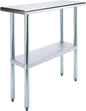 14" x 36" Stainless Steel Prep Table – NSF Certified Heavy Duty Work Table for Home & Commercial Use – Galvanized Undershelf & Legs - size: 36x14
