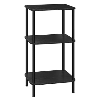 smusei 3 Tier Small End Table Tall Telephone Table with Storage Shelves Black Sidetable for Small Spaces Tall Night Stand Table for Bedroom, Living Room, Office, Sofa Couch - color: Black