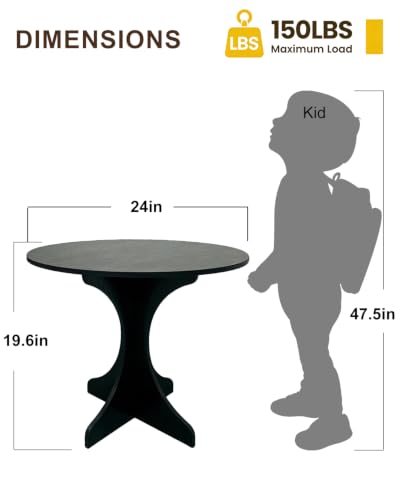 24in Black Round Side Table, Modern Accent End Table with Curved Integrated Tripod Base, Minimalist Round Sofa Side Table Nightstand for Living Room Bedroom Balcony Small Spaces, Easy Assembly - color: Black-x