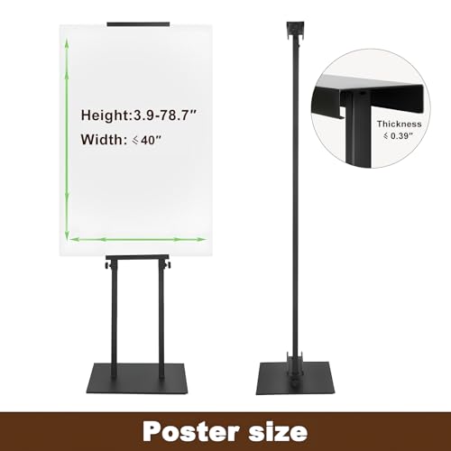 Black Pedestal Poster Sign Stand for Display, Adjustable Height Up to 80 Inchs, Heavy Duty Banner Double Sided Sign Holder for Board & Foam - style: 1
