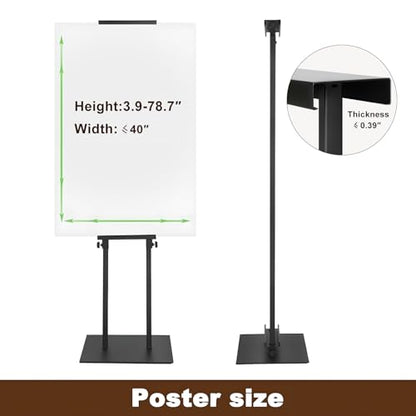 Black Pedestal Poster Sign Stand for Display, Adjustable Height Up to 80 Inchs, Heavy Duty Banner Double Sided Sign Holder for Board & Foam - style: 1