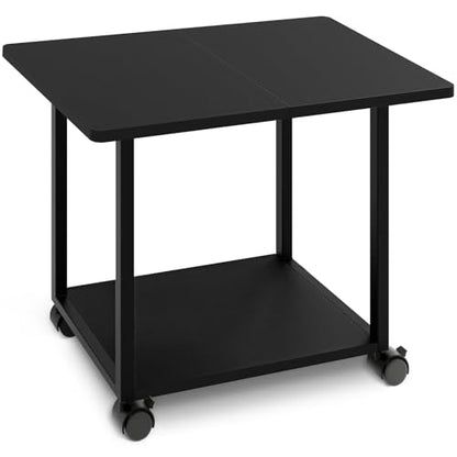 MARTY 22"x15.75" Large Printer Stand Under Desk, Rolling Cart Printer Table | 2 Tier Rolling Printer Cart with Wheels, Storage Shelf, Fit Printer/Fax/3d/Scanner, For Home Office Dorms, Heavy Duty, Black - color: Black