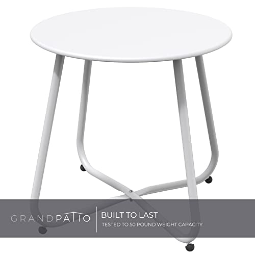 Grand patio Outdoor Side Table 18-inch Round End Table Accent Table for Bistro Balcony Apartment White - color: Round Feet, White