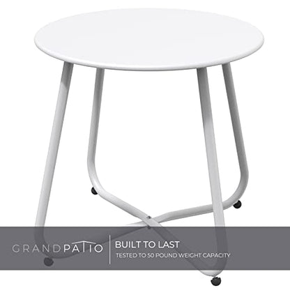 Grand patio Outdoor Side Table 18-inch Round End Table Accent Table for Bistro Balcony Apartment White - color: Round Feet, White