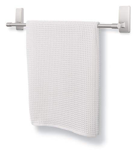 Command Bath Satin Nickel Towel Bar with Water Resistant Command Strips, Bathroom Organizer, 24 in Bar Length Holds up to 10 lbs - color: Satin Nickel