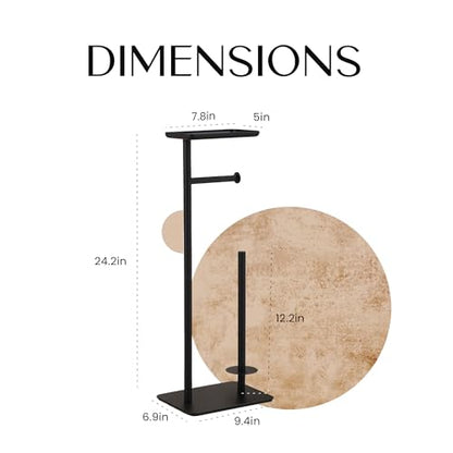 Day Moon™ - Toilet Paper Holder - Modern Roll Holder for Bathroom - 1 Pack - Free Standing - with Shelf, Black - color: Matte Black